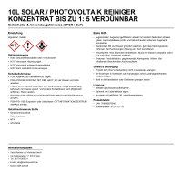10 l Solar / Photovoltaik Reiniger Konzentrat bis zu 1: 5...