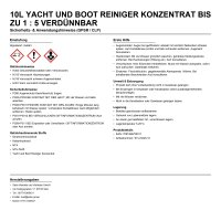 10l Yacht und Boot Reiniger Konzentrat bis zu 1 : 5...