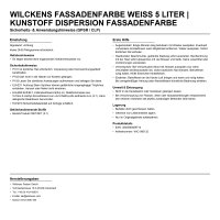 Wilckens Fassadenfarbe Weiß 5 Liter | Kunstoff...