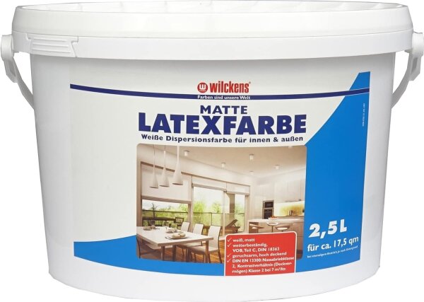 Wilckens Latexfarbe matt 2,5 Liter | strapazierfähige Innenwandfarbe