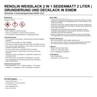 Renolin Weißlack 2 in 1 seidenmatt 2l | Grundierung...